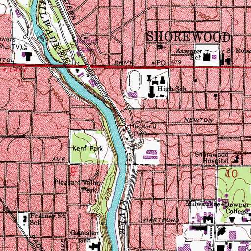 Topographic Map of Hubbard Park, WI