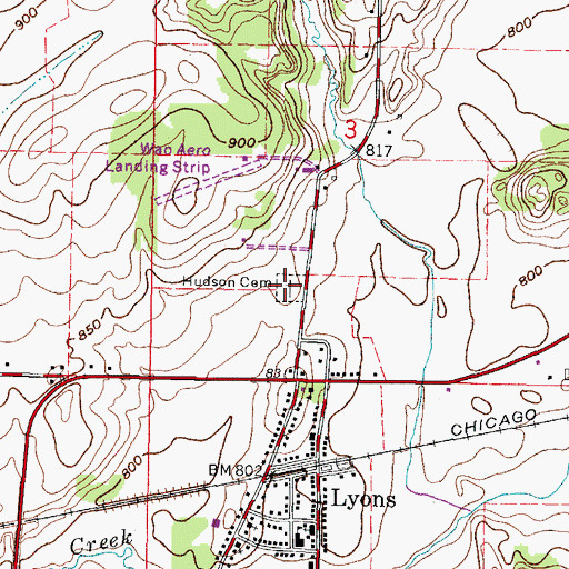 Topographic Map of Hudson Cemetery, WI