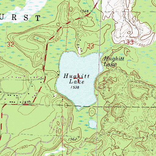 Topographic Map of Hughitt Lake, WI