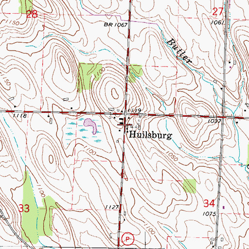 Topographic Map of Huilsburg, WI