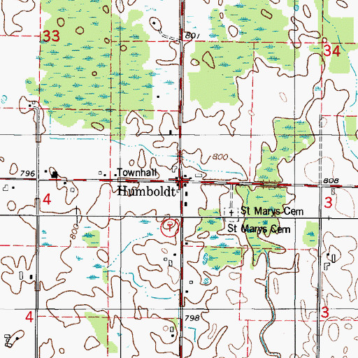 Topographic Map of Humboldt, WI