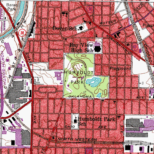 Topographic Map of Humboldt Park, WI