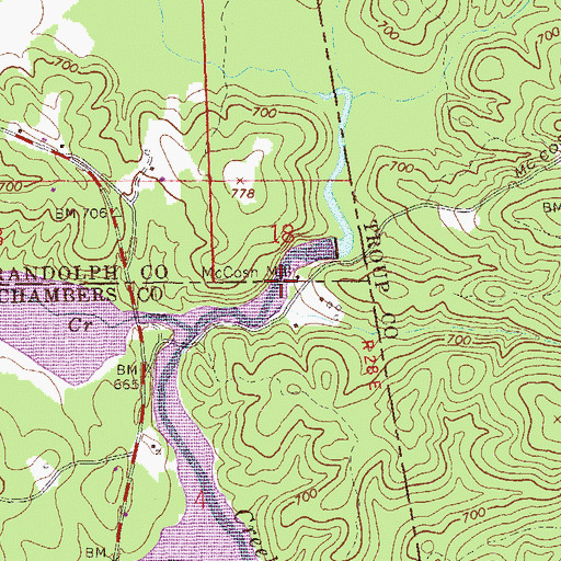 Topographic Map of McCosh Mill, AL