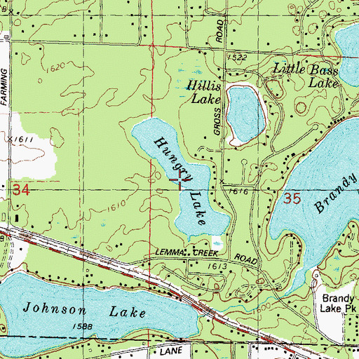 Topographic Map of Hungry Lake, WI