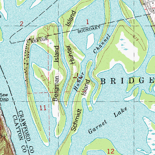 Topographic Map of Hunter Channel, WI
