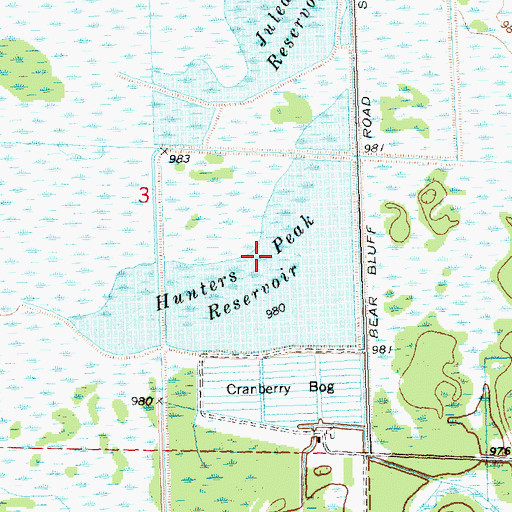 Topographic Map of Hunters Peak Reservoir, WI