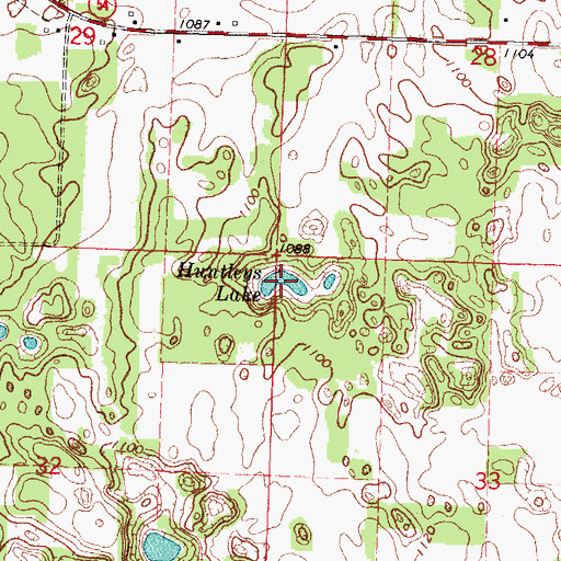 Topographic Map of Huntleys Lake, WI