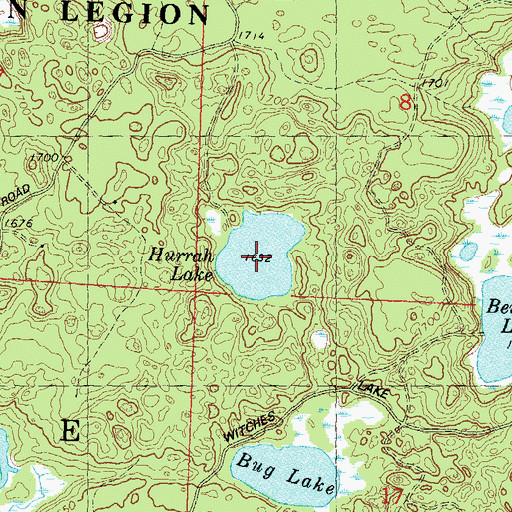 Topographic Map of Hurrah Lake, WI