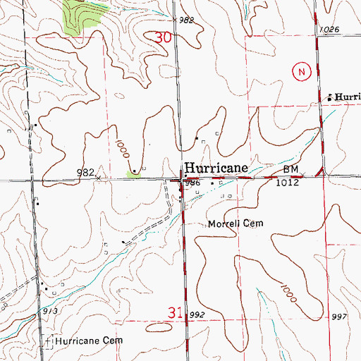 Topographic Map of Hurricane, WI