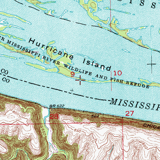 Topographic Map of Hurricane Island, WI