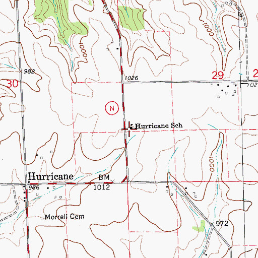 Topographic Map of Hurricane School, WI
