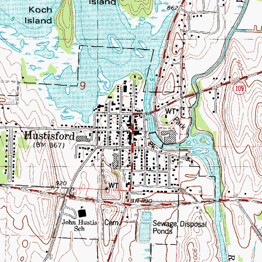 Topographic Map of Hustisford, WI