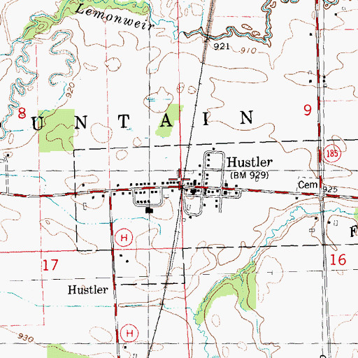 Topographic Map of Hustler, WI
