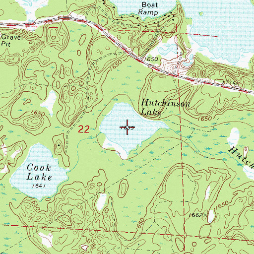 Topographic Map of Hutchinson Lake, WI