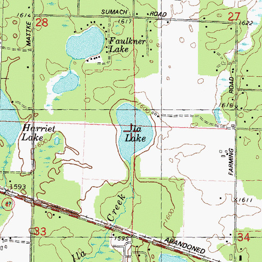 Topographic Map of Ila Lake, WI