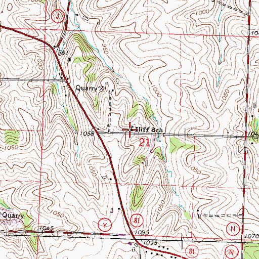 Topographic Map of Iliff School, WI