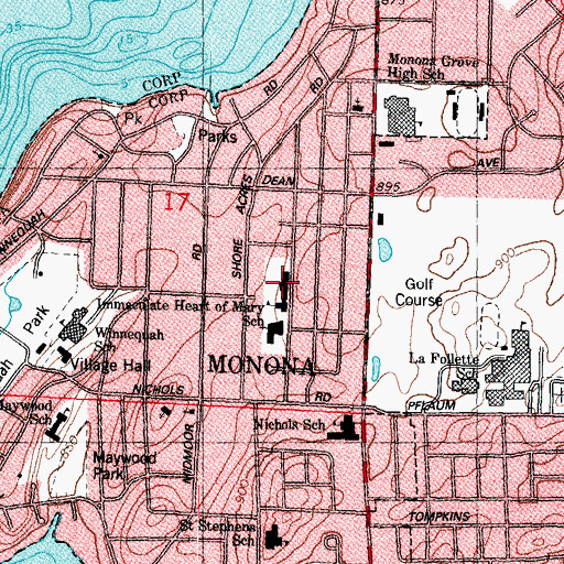 Topographic Map of Immaculate Heart of Mary School, WI