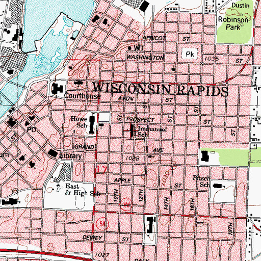 Topographic Map of Immanuel Lutheran School, WI
