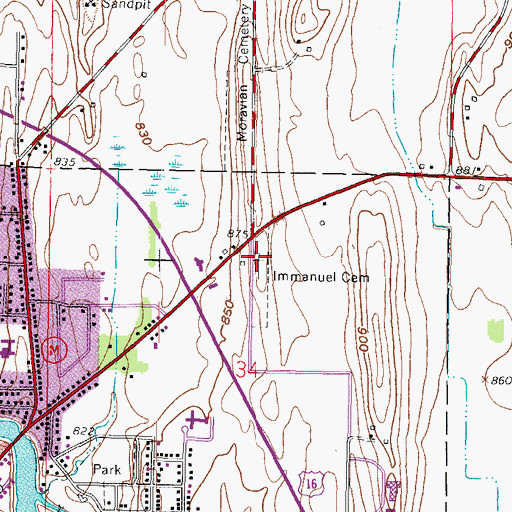 Topographic Map of Immanuel Lutheran Cemetery, WI