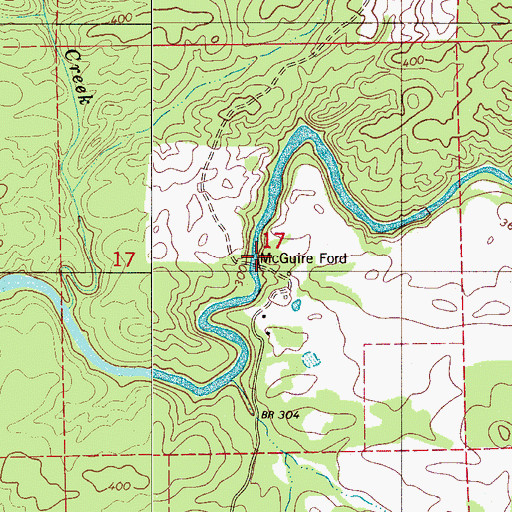 Topographic Map of McGuire Ford, AL