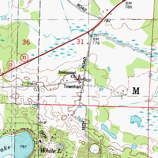 Topographic Map of Immanuel Church, WI