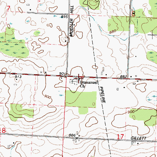 Topographic Map of Immanuel Lutheran Church, WI