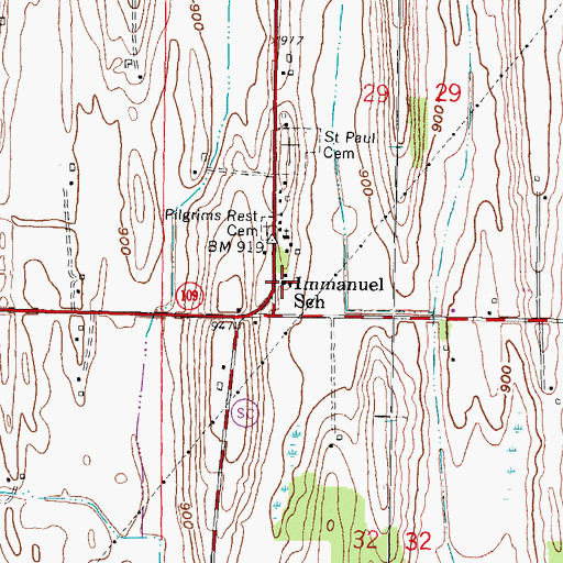 Topographic Map of Lebanon Lutheran School, WI