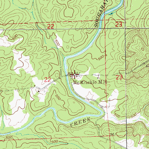 Topographic Map of McRitchie Mill, AL