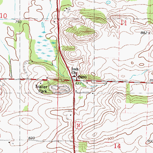 Topographic Map of Inch Church, WI