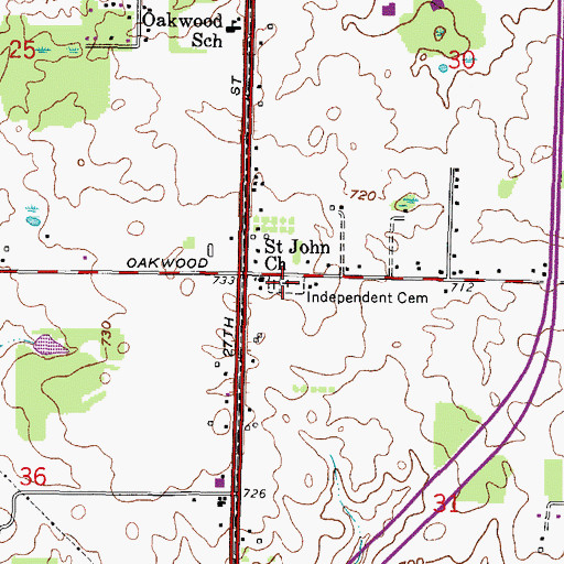 Topographic Map of Independent Cemetery, WI