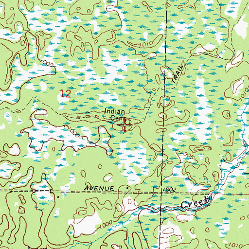 Topographic Map of Indian Cemetery, WI