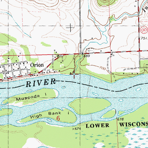 Topographic Map of Indian Creek, WI