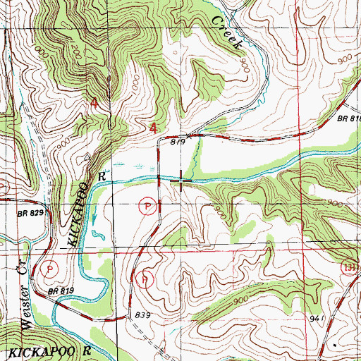 Topographic Map of Indian Creek, WI