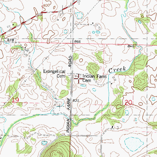 Topographic Map of Indian Farm Cemetery, WI