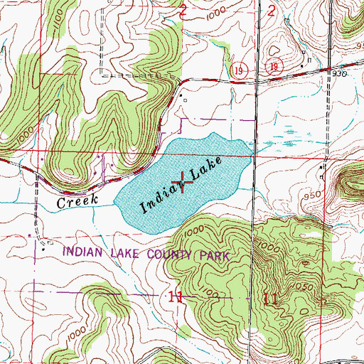 Topographic Map of Indian Lake, WI