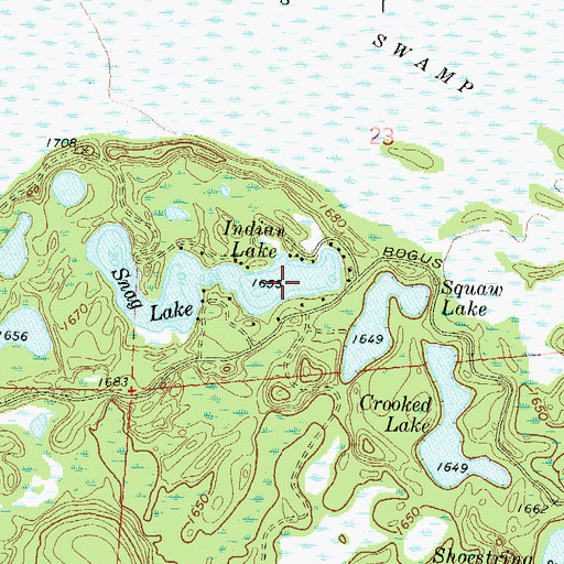 Topographic Map of Indian Lake, WI