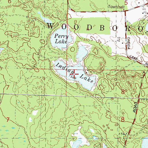 Topographic Map of Indian Lake, WI