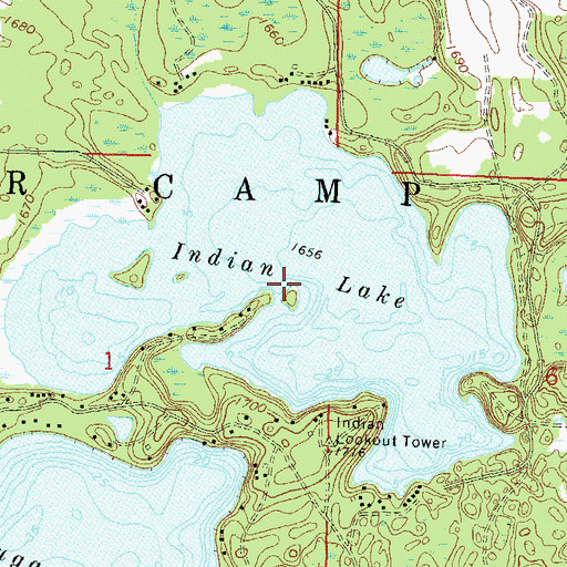 Topographic Map of Indian Lake, WI