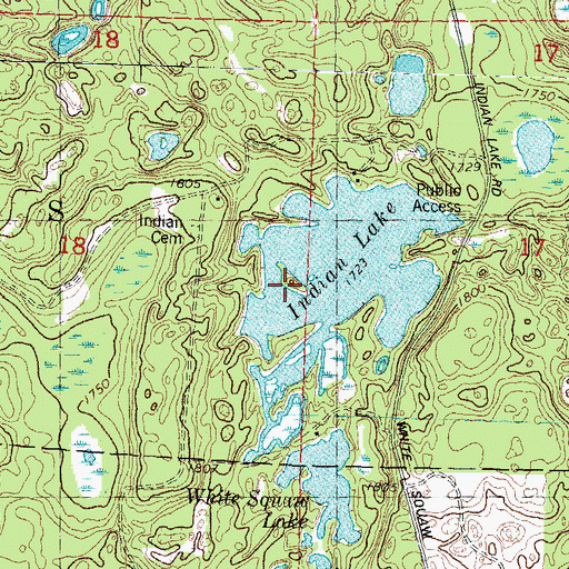 Topographic Map of Indian Lake, WI