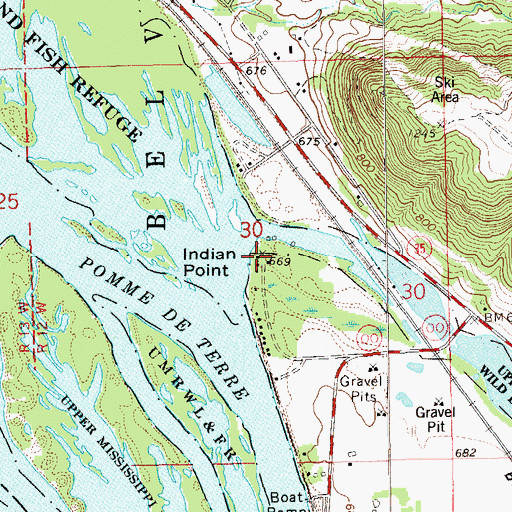 Topographic Map of Indian Point, WI