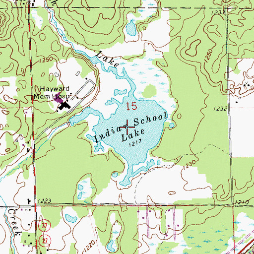 Topographic Map of Indian School Lake, WI