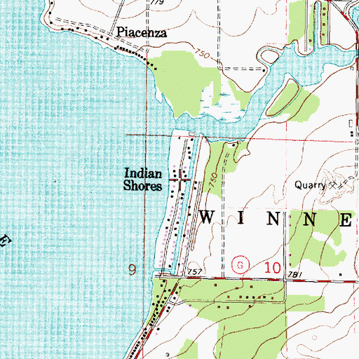 Topographic Map of Indian Shores, WI