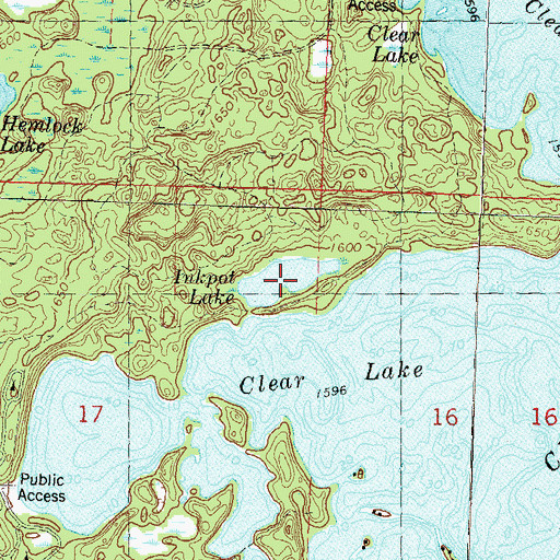 Topographic Map of Inkpot Lake, WI