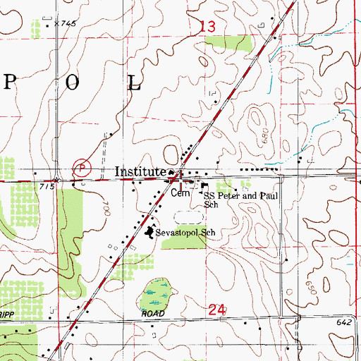 Topographic Map of Institute, WI