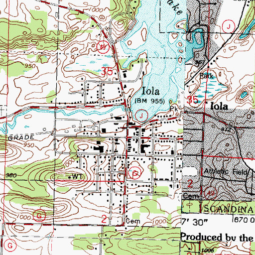 Topographic Map of Iola, WI