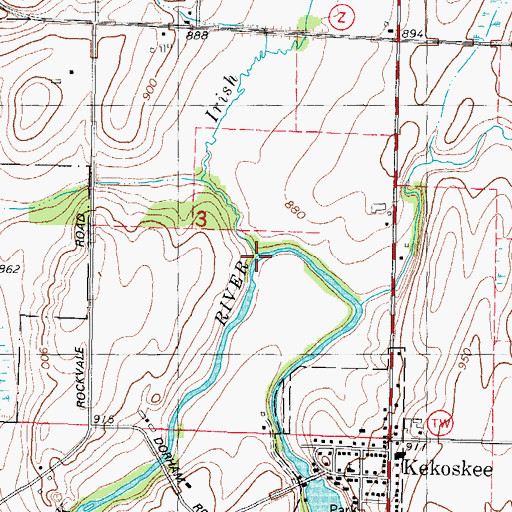 Topographic Map of Irish Creek, WI