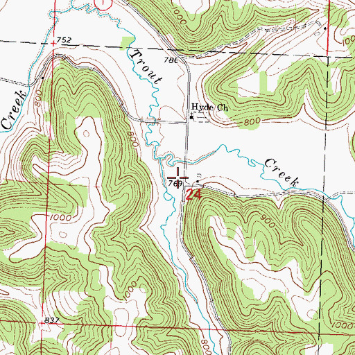 Topographic Map of Irish Hollow, WI