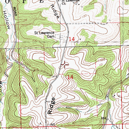 Topographic Map of Irish Ridge, WI