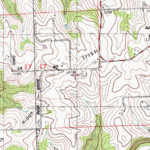 Topographic Map of Irish Ridge, WI