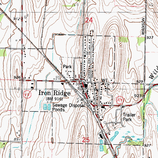 Topographic Map of Iron Ridge, WI